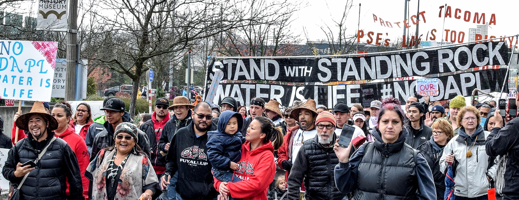 Demonstrators at a NODAPL march in Tacoma