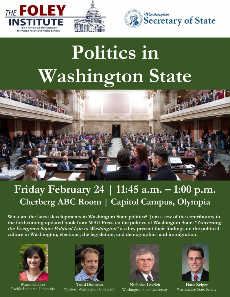 'Politics on Washington State' event flyer