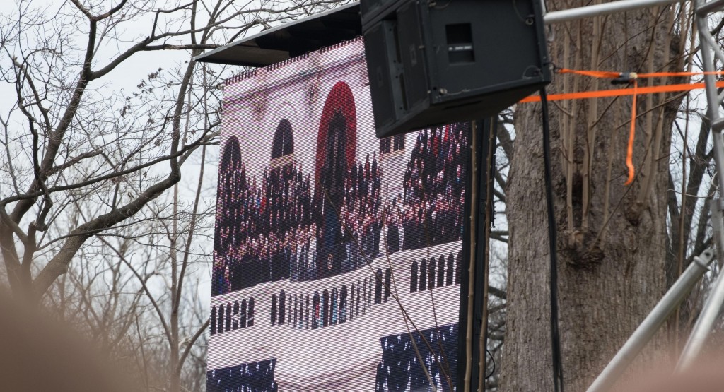 Big screens were set up all over the National Mall at inauguration