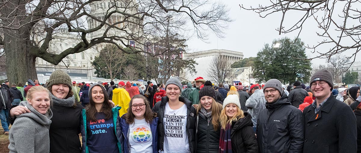 PLU students at the inauguration of President Donald Trump.