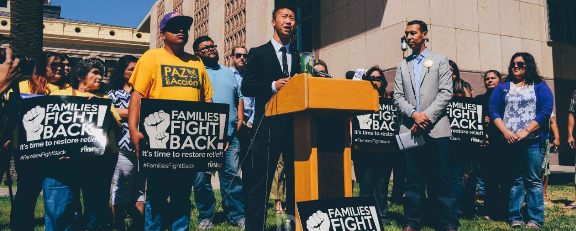 Thomas Kim speaks on behalf of the Arizona Dream Act Coalition at a press conference leading up to the Supreme Court's June 23, 2016, ruling on Deferred Action for Parents of Americans.