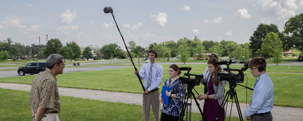 MediaLab students film on location for one of their many award-winning documentary film projects. (Photo courtesy of MediaLab)