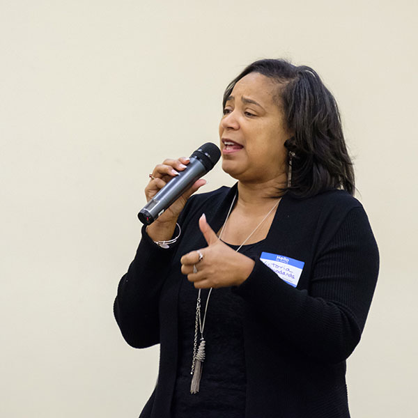 Victoria Woodards speaking at the Sista Circle Retreat