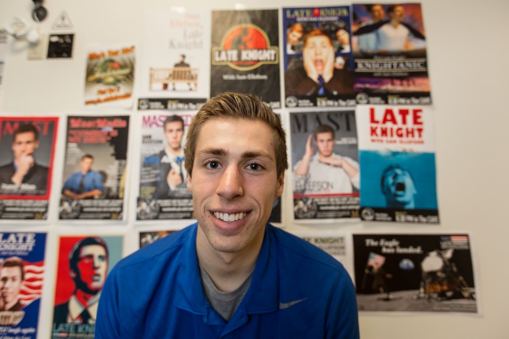 Sam Ellefson '19, host and executive producer of "Late Knight." (Photo: John Froschauer/PLU)