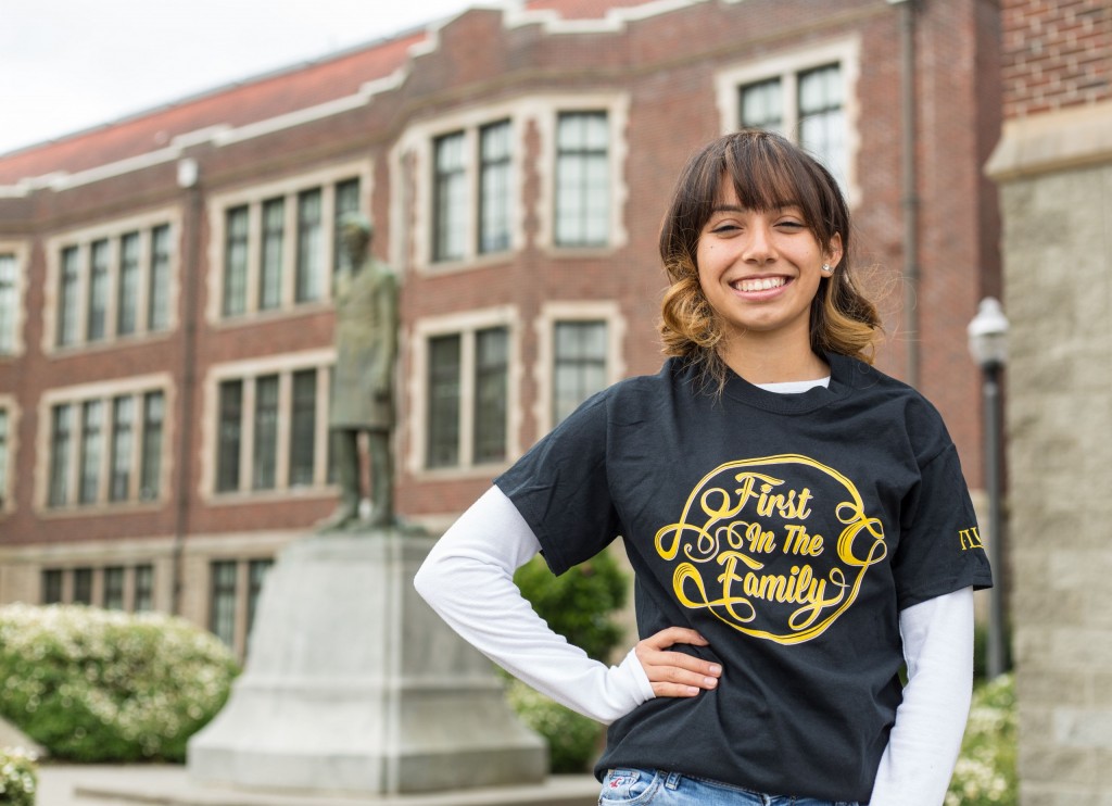 teach-253-5-29-18-994 Itzelly Rubio ’22, a Lincoln High School student who will start classes at Pacific Lutheran University in the fall, is a participant of the Teach 253 program. (Photo by John Froschauer/PLU)
