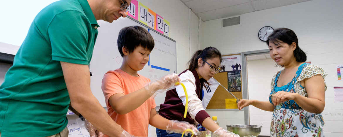 Native Korean and Chinese speakers learn how to teach lessons in their respective languages through the STARTALK program, a grant-funded program that came to PLU's campus this year for the first time in the 11-year partnership with Seattle Public Schools. (Photos by John Froschauer/PLU)