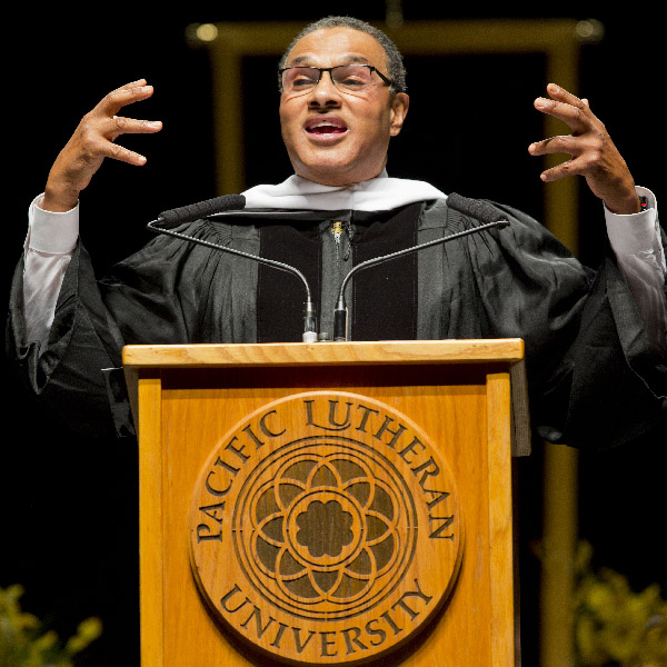 Freeman A. Hrabowski III giving the commencement speech at PLU