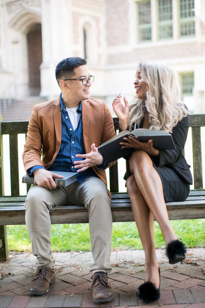 Justin Huertas '09 (left) and Alexandria Henderson, lead roles in "Legally Blonde" presented by Seattle-based Showtunes Theatre Company.