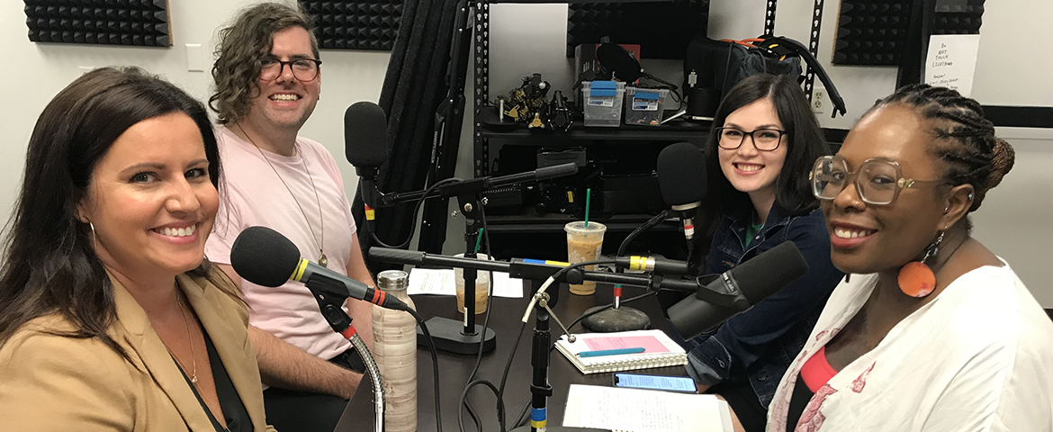 From left: Jennifer Maliska-Warwick '02, Kolby Harvey '08 and Malia Oshiro Lee ’13 sit down with Angie Hambrick, PLU's Associate Vice President of Diversity, Justice and Sustainability, to discuss the importance of real self-care.