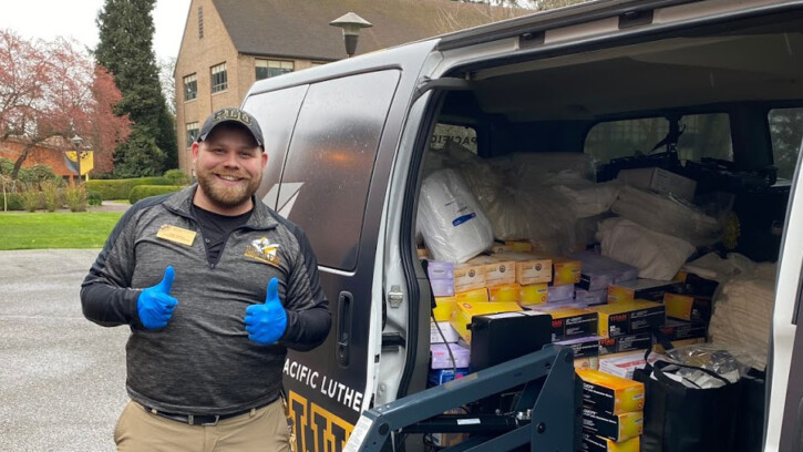 PLU's Division of Natural Science, School of Nursing, and School of Arts and Communications teamed up to donate more than $10,000 in essential medical supplies to the Pierce County Emergency Operations Center for use in the fight against COVID-19.