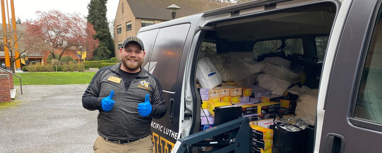 PLU's Division of Natural Science, School of Nursing, and School of Arts and Communications teamed up to donate more than $10,000 in essential medical supplies to the Pierce County Emergency Operations Center for use in the fight against COVID-19.