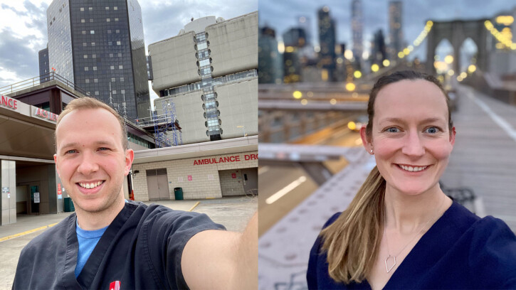 Sean Boaglio ’13 and Chrissy Boaglio ‘14 are both in the thick of New York City's fight to contain COVID-19 — Sean as a physician and Chrissy as a physician assistant.