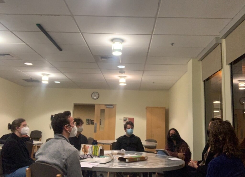 Nick Etzell leads his peers in a discussion at one of his Monday night vocation drop-ins.