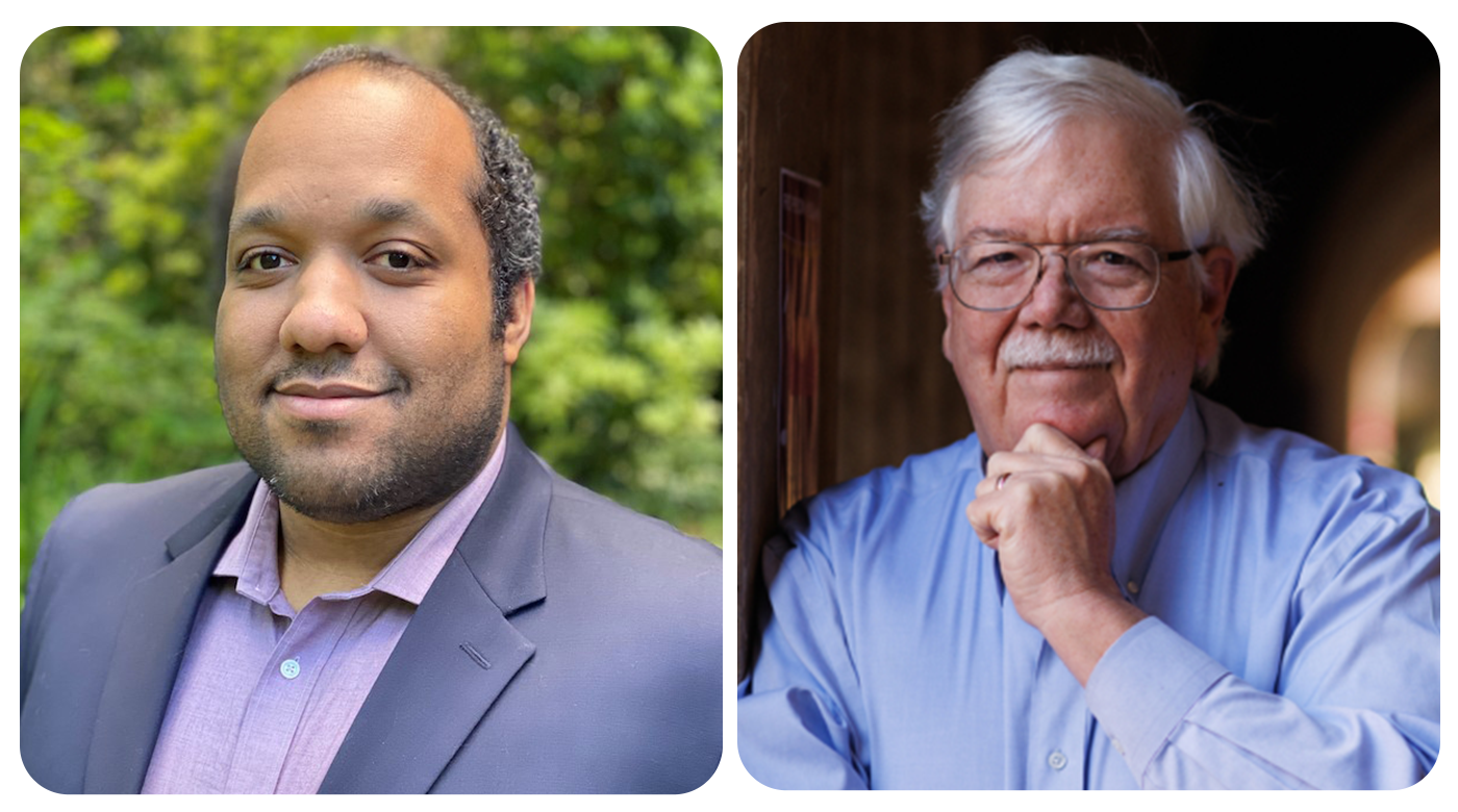 Two separate headshots aligned next to each other, side by side as one image: One is University of Washington professor Tim Brown (left) and the other is Stanford University professor Hank Greely (right) together as the article's feature image and web header. Tim Brown is pictured on the left wearing a blazer, smiling with greenery as the background. Hank Greely smiles in the photo with his hands on his chin with a dark and blurred-out background.