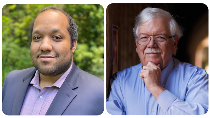 Two separate headshots aligned next to each other, side by side as one image: One is University of Washington professor Tim Brown (left) and the other is Stanford University professor Hank Greely (right) together as the article's feature image and web header. Tim Brown is pictured on the left wearing a blazer, smiling with greenery as the background. Hank Greely smiles in the photo with his hands on his chin with a dark and blurred-out background.