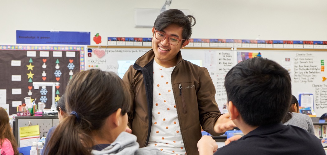 Student teaching in class