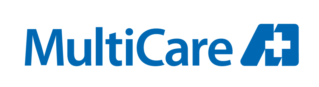 MultiCare written in blue letters next to the multicare "M+" logo