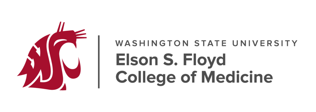 A logo that reads "Washington State University" in small letters and "Elson S. Floyd College of Medicine" in larger letters with the WSU Cougar logo image next to it.