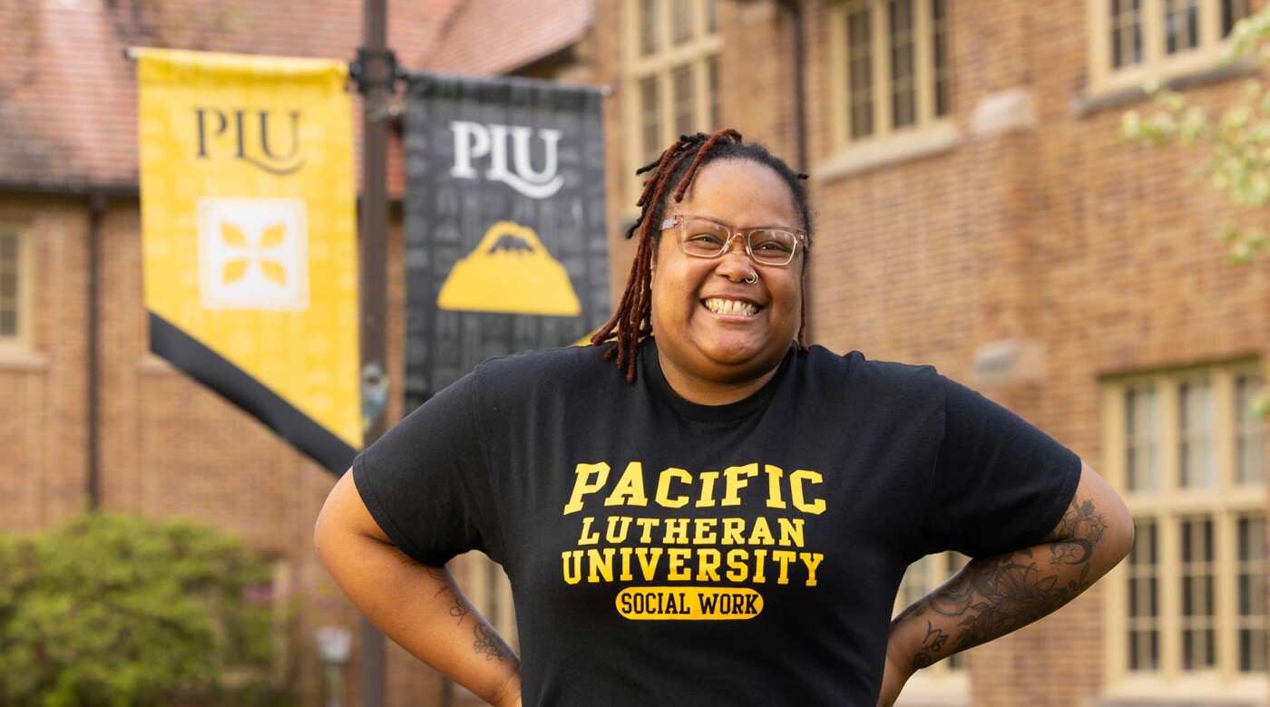 Social Work major Zoneice Grose plans to get her Masters of Social Work after graduation this may, Monday, April 21, 2025, at PLU. (PLU Photo / Sy Bean)