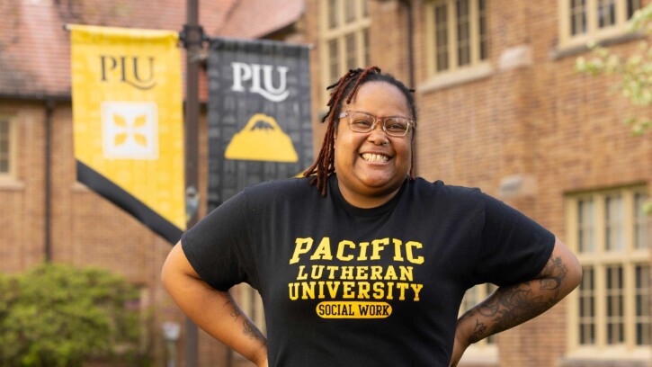 Social Work major Zoneice Grose plans to get her Masters of Social Work after graduation this may, Monday, April 21, 2025, at PLU. (PLU Photo / Sy Bean)