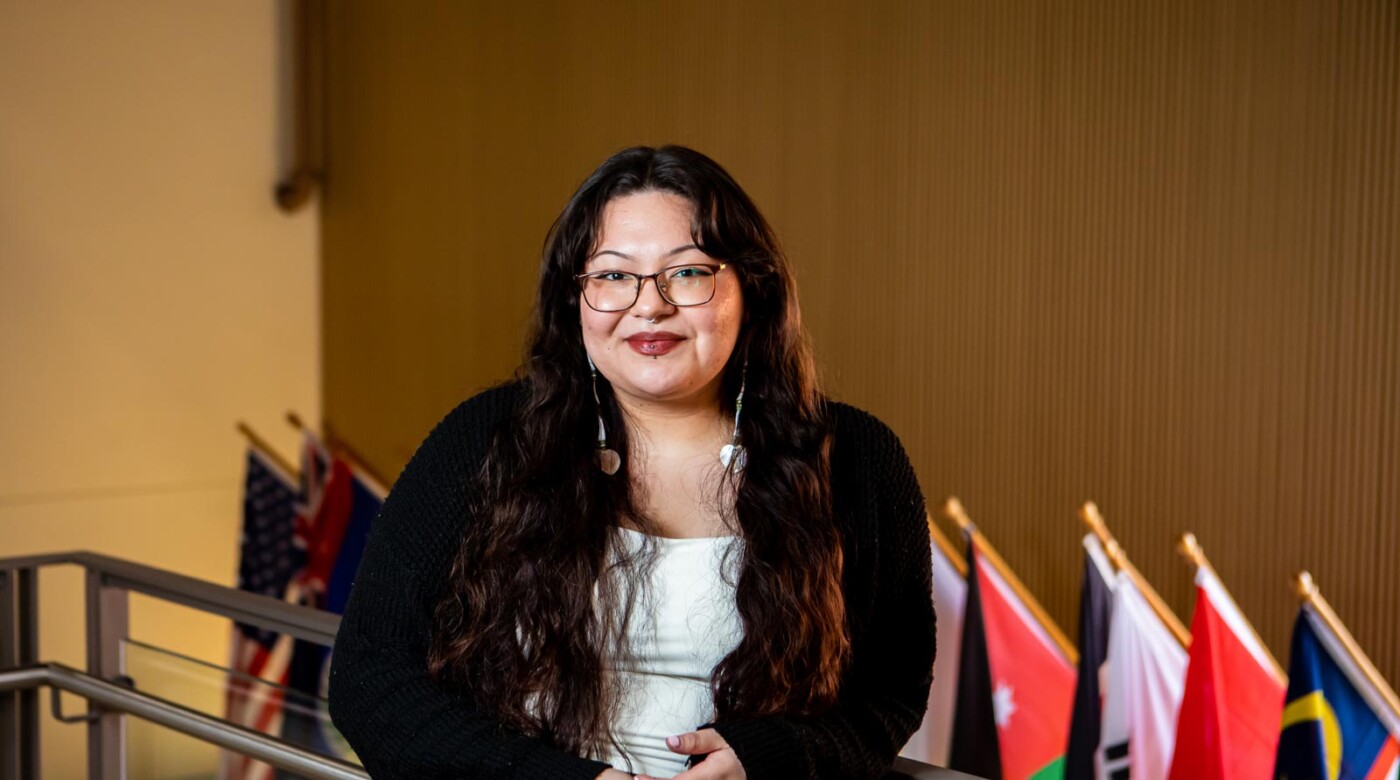 Global Studies major Paradise Gladstone is an Act Six scholar, Wednesday, April 30, 2025, at PLU. (PLU Photo / Joseph Middleton).