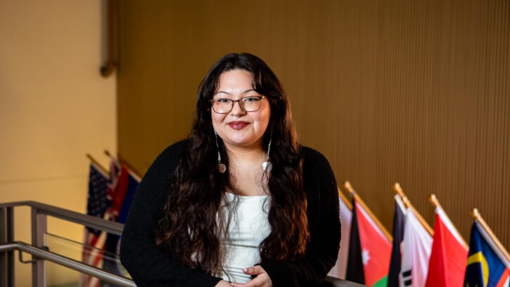 Global Studies major Paradise Gladstone is an Act Six scholar, Wednesday, April 30, 2025, at PLU. (PLU Photo / Joseph Middleton).