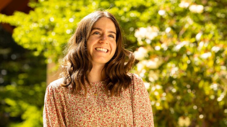 Lydia Downs, who double majored in Global Studies and English Literature, and is now finishing her Masters of Arts in Education, recently accepted a Fulbright Teaching Fellowship in Thailand, Monday, May 12, 2025, at PLU. (PLU Photo / Sy Bean)