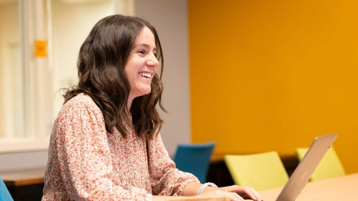 Lydia Downs, who double majored in Global Studies and English Literature, and is now finishing her Masters of Arts in Education, recently accepted a Fulbright Teaching Fellowship in Thailand, Monday, May 12, 2025, at PLU. (PLU Photo / Sy Bean)