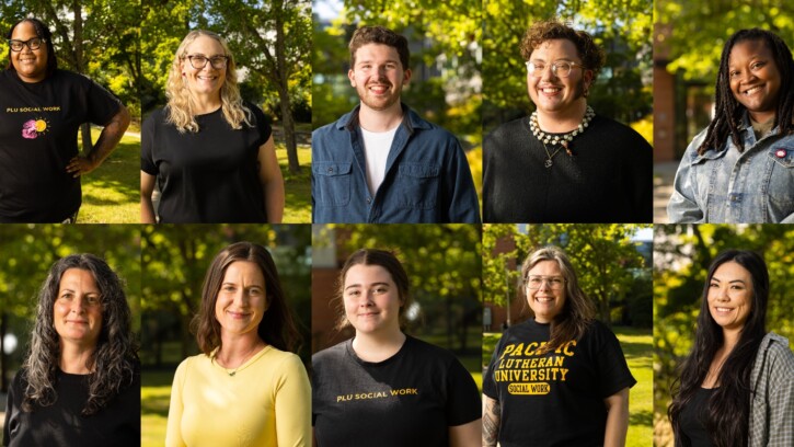 Collage of photos of students who received scholarship support from an HRSA grant awarded to PLU.