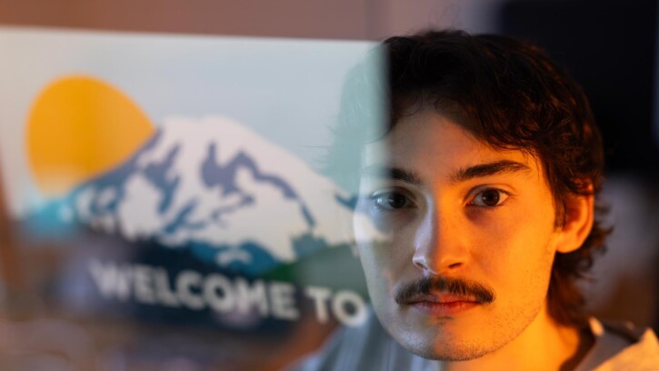 Caden Ankrom, Graphic Design Intern in the Department of Marketing and Communications, Tuesday, Dec. 16, 2025, at PLU. (PLU Photo / Sy Bean)