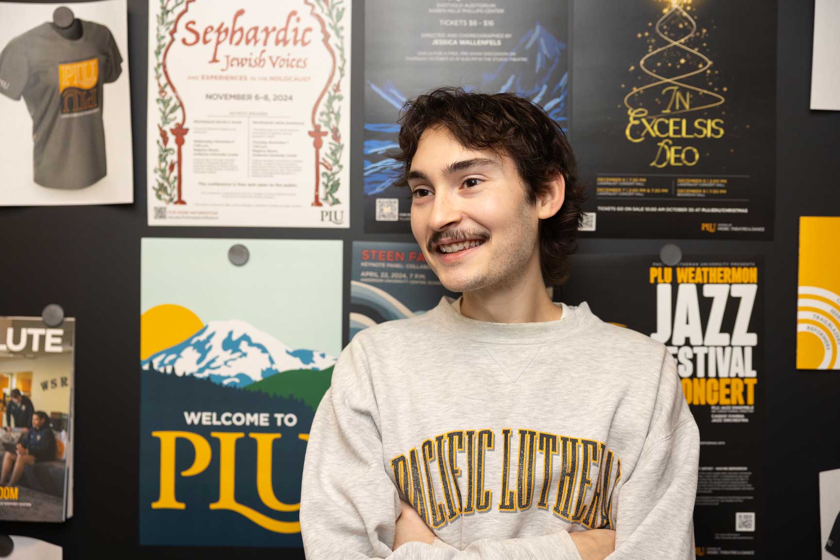 Caden Ankrom, Graphic Design Intern in the Department of Marketing and Communications, Tuesday, Dec. 16, 2025, at PLU. (PLU Photo / Sy Bean)