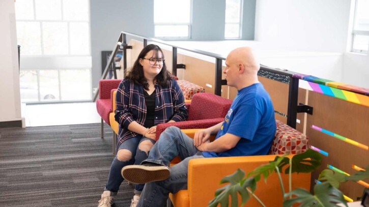 PLU BSW major Sara Hellums at her internship placement at Tacoma Community House, Wednesday, April 3, 2024, in Tacoma. (PLU Photo / Sy Bean)