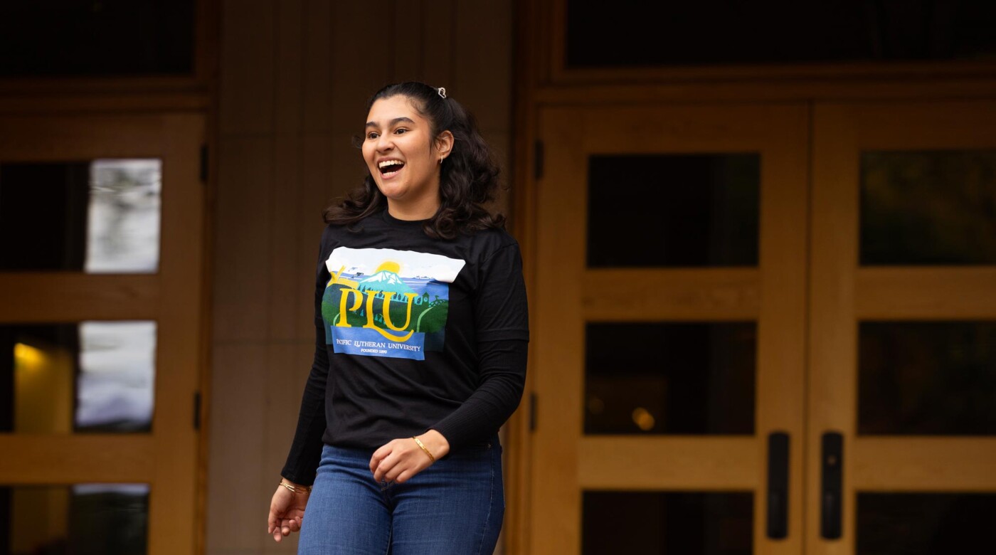 Hispanic Studies and Political Science Major Ashley Lopez Mora, photographed for an Advancement Donor Letter, Wednesday, Oct. 22, 2025, at PLU. (PLU Photo / Sy Bean)
