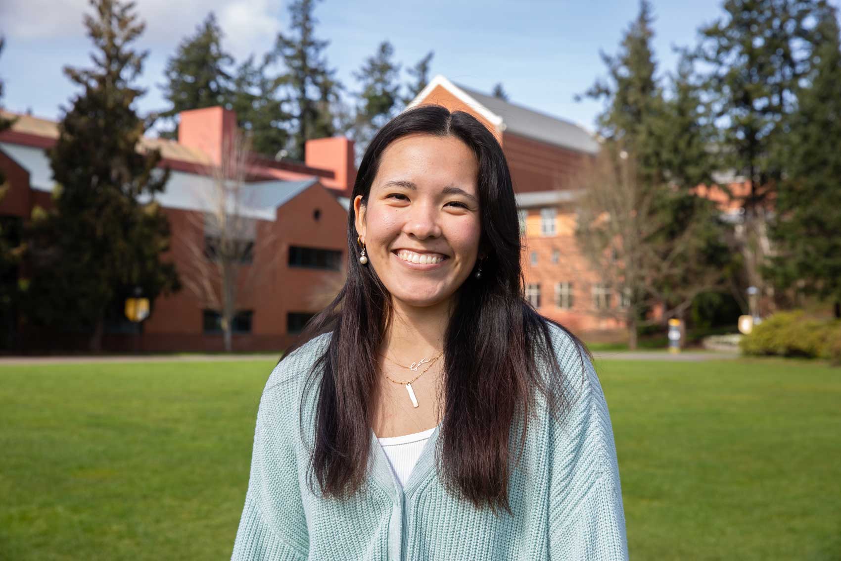 Haley is a Kinesiology major with multifaceted campus involvement and rigorous external commitments, Saturday, Mar. 14, 2026, at PLU (PLU Photo/ Tina Gianoulas).