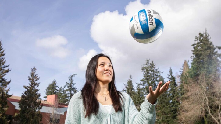 Haley is a Kinesiology major with multifaceted campus involvement and rigorous external commitments, Saturday, Mar. 14, 2026, at PLU (PLU Photo/ Tina Gianoulas).