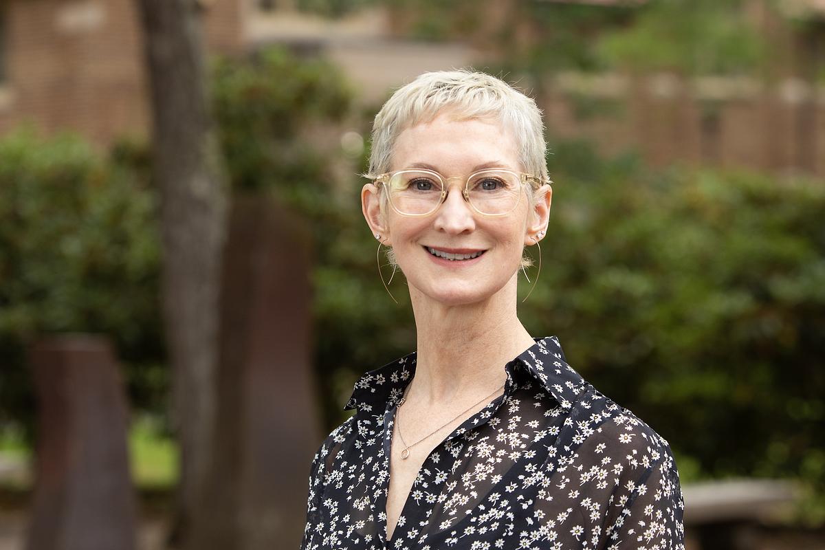 Associate Professor Wendy Gardiner poses for a new faculty portrait, Monday, Aug. 28, 2023, at PLU. (PLU Photo / Sy Bean)