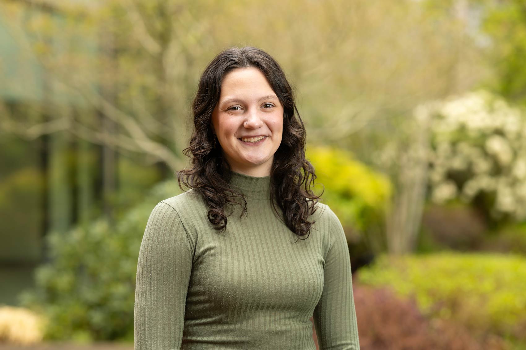Meghan Buchanan poses for a Senior Spotlight portrait, Wednesday, April 22, 2026, at PLU. (PLU Photo / Sy Bean)