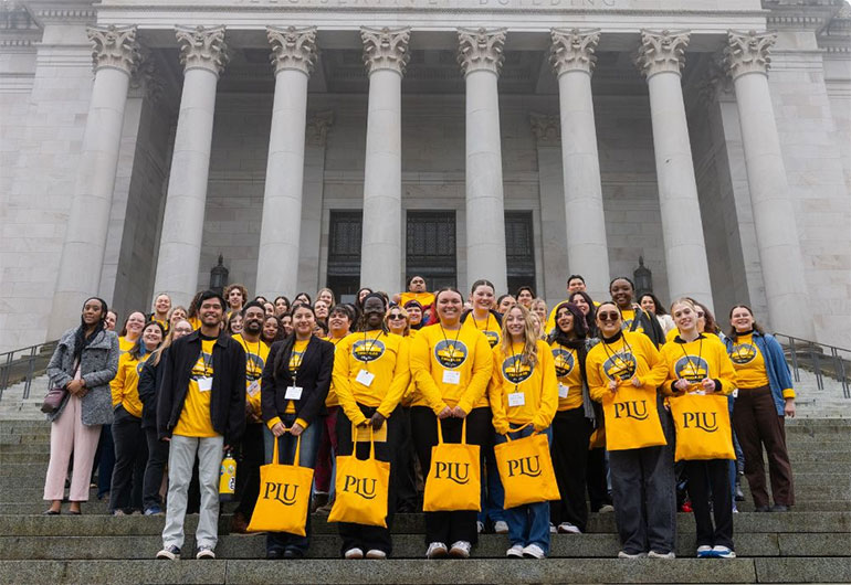 Over 50 students appeared at the capitol to meet with legislators to advocate for student financial aid during Lobby Day, Tuesday, Feb. 10, 2026, in Olympia, Wash. Over 50 students appeared at the capitol to meet with legislators to advocate for student financial aid during Lobby Day, Tuesday, Feb. 10, 2026, in Olympia, Wash.
