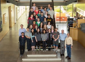 Chemistry group photo on stairs in Morken