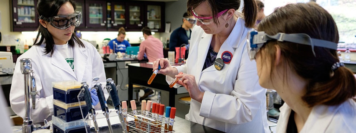 Biology Professor Amy Siegesmund with students