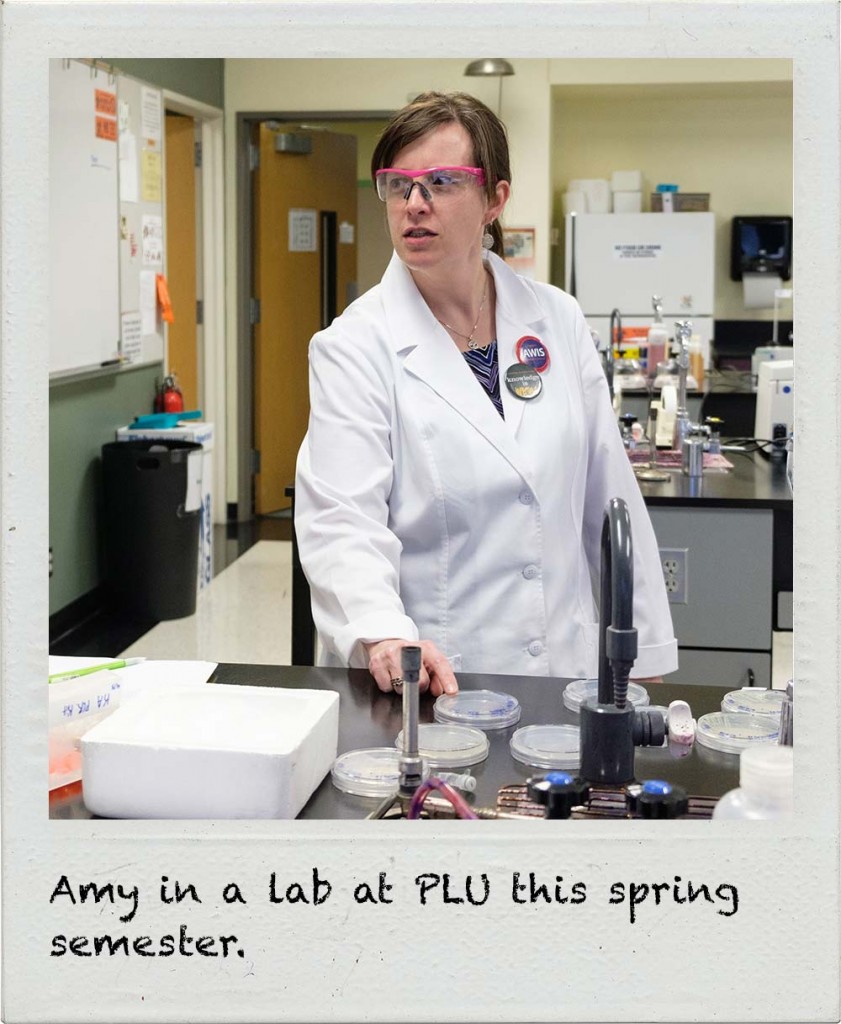 Amy teaching her biology lab