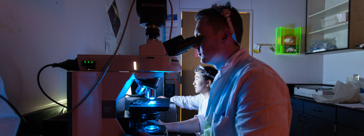 freeman_web crop Tyler looking into a microscope