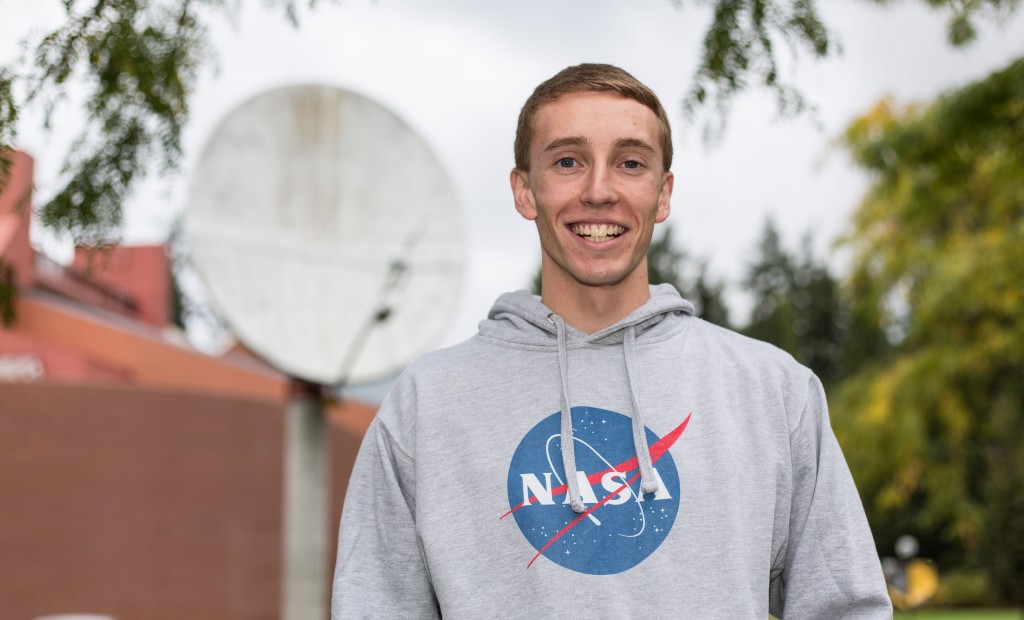 Justin deMattos wearing a NASA hoodie