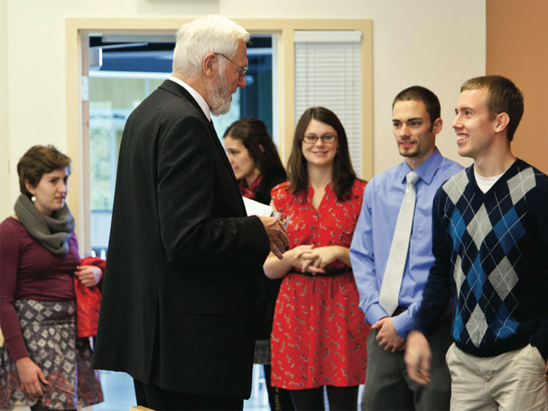 bill-talking-with-students.1399391815 Bill talking to PLU students