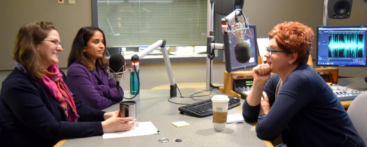 Katrina, Ami, and Amy in the recording studio