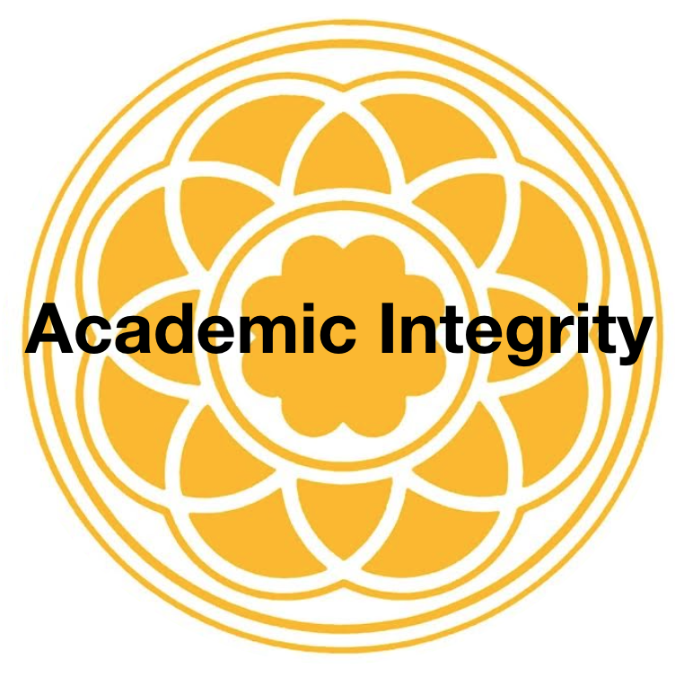 Academic Integrity (text over Gold Rose Window)