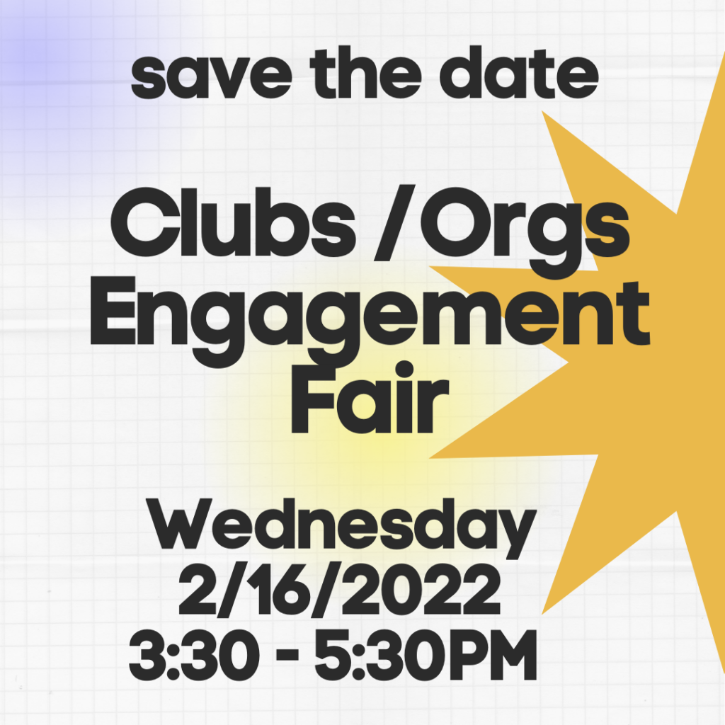 Save the Date: Cubs/Orgs Engagement Fair Wednesday 2/16/2022 3:30-5:30pm