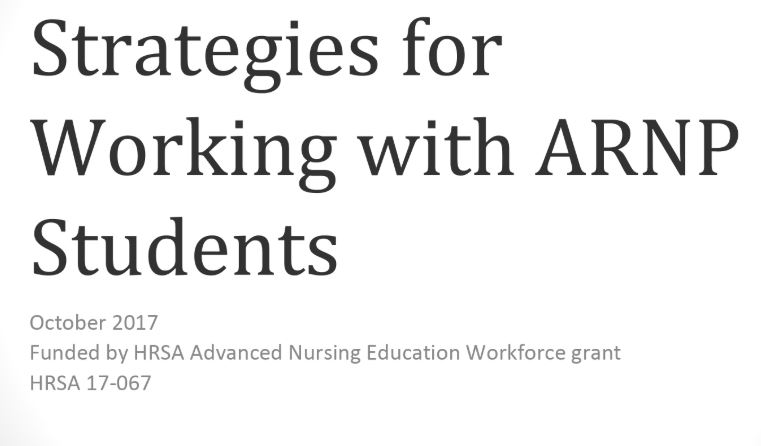 Strategies for Working with ARNP Students