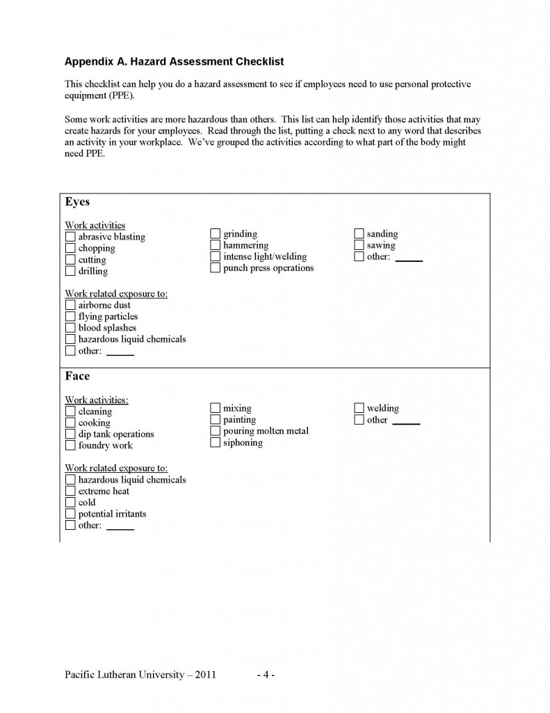 Appendix A. Hazard Assessment Checklist Page 1