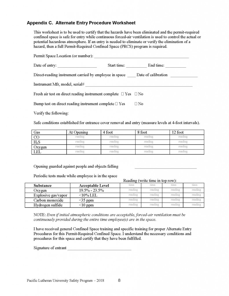 Appendix C. Alternate Entry Procedure Worksheet